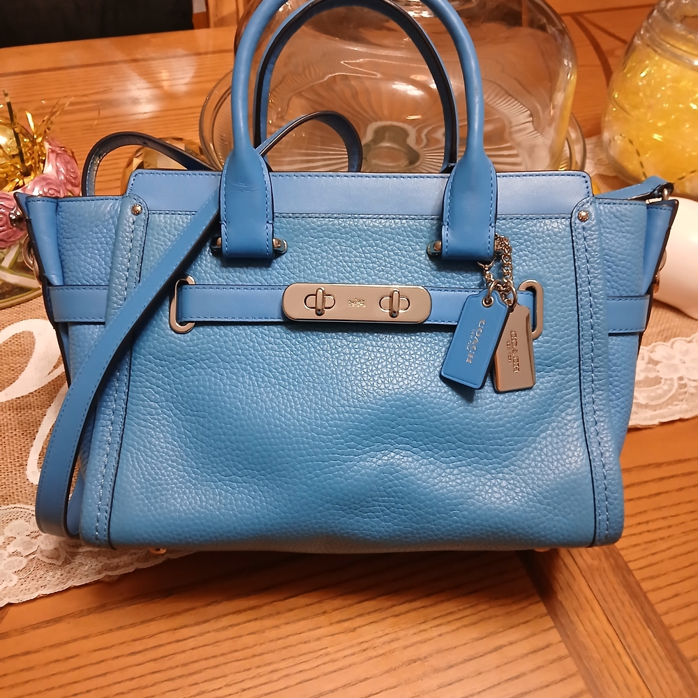 Coach S Blue Leather Satchel